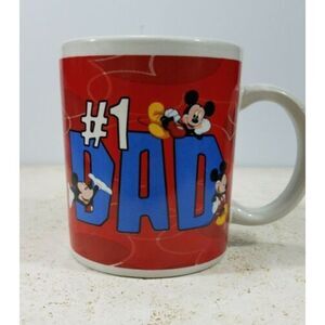 Disney Mickey Mouse Coffee Mug "#1 DAD" Giftco, Inc Hot Tea Good Used Condition.